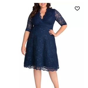 Plus Sized Elegant Navy Lace Dress